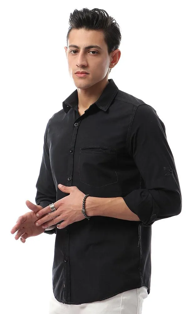 49354 Stylish Buttoned Casual Black Shirt