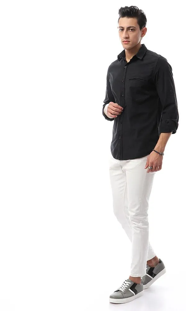 49354 Stylish Buttoned Casual Black Shirt