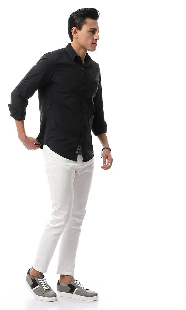 49354 Stylish Buttoned Casual Black Shirt