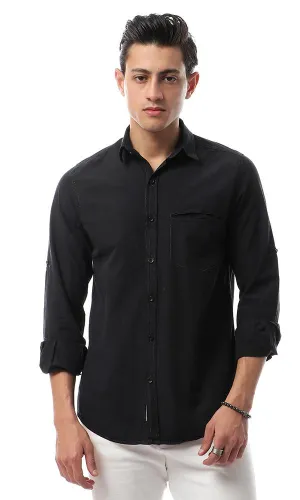 49354 Stylish Buttoned Casual Black Shirt