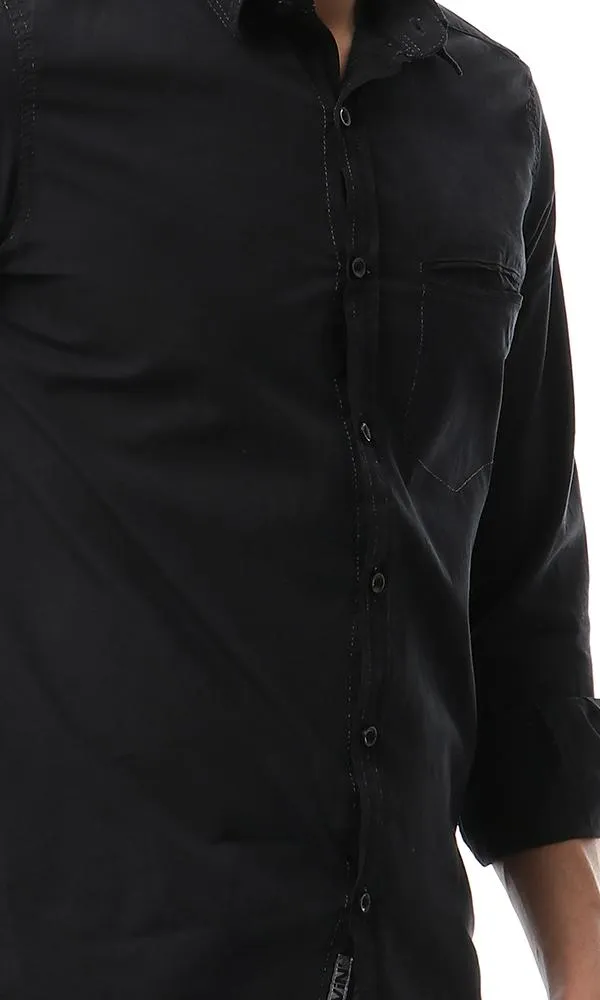 49354 Stylish Buttoned Casual Black Shirt