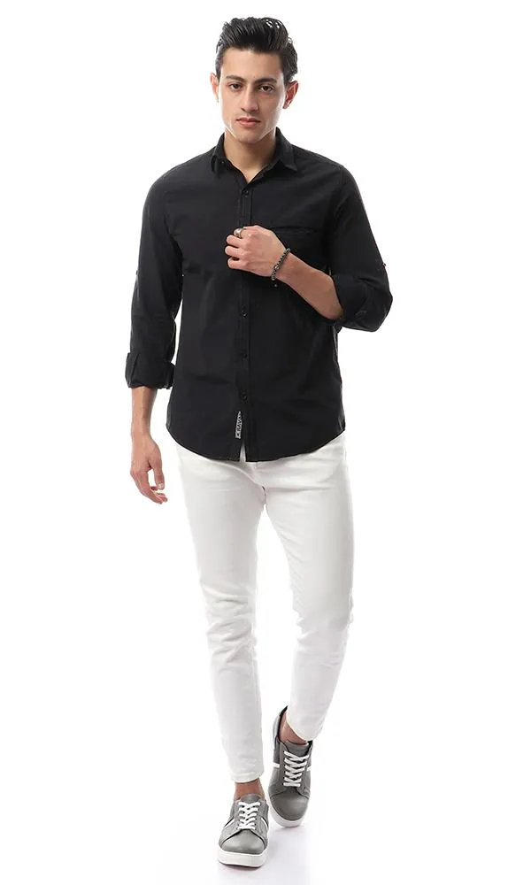 49354 Stylish Buttoned Casual Black Shirt