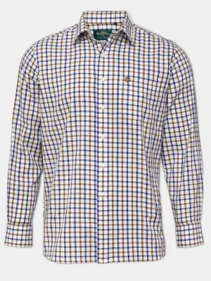 ALAN PAINE Ilkley Mens Country Check Shooting Shirt - Blue & Brown