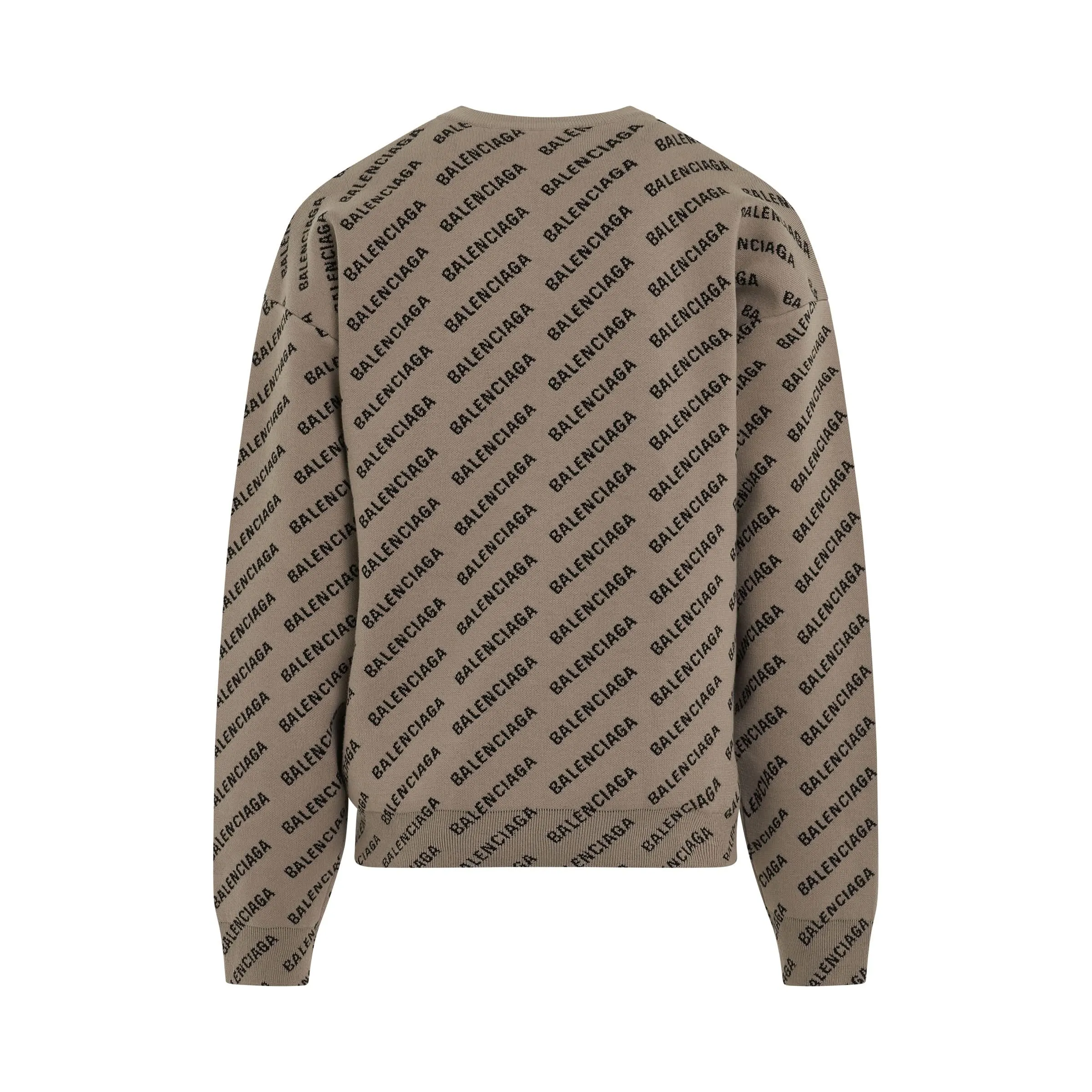 All Over Logo Knit Sweater in Dark Beige/Black