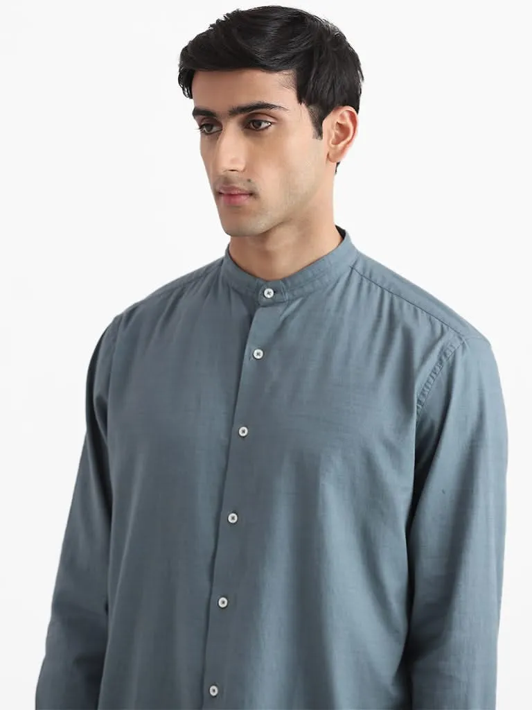 Ascot Aegean Blue Cotton Relaxed-Fit Shirt