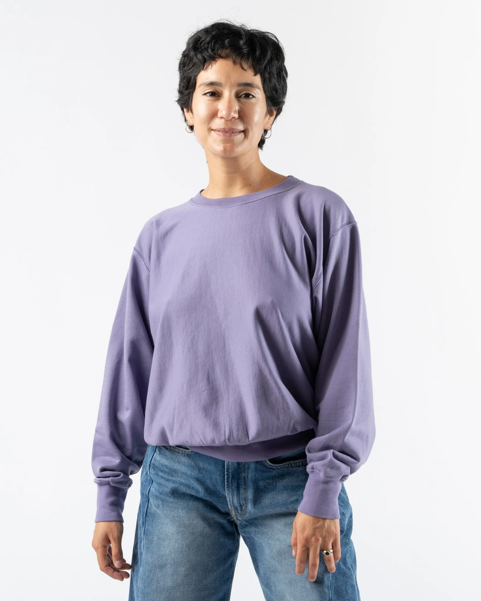 Auralee Elastic High Gauge Sweat Pullover in Purple