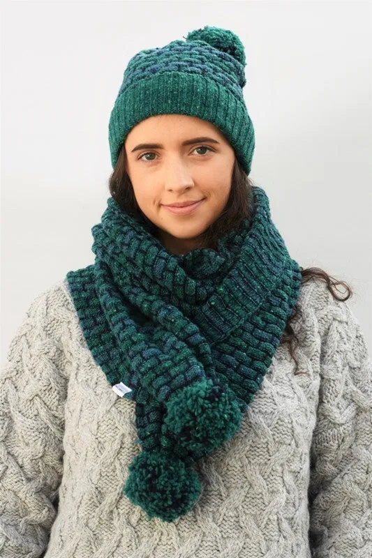 Basketweave Bobble Scarf - Jade - McConnell