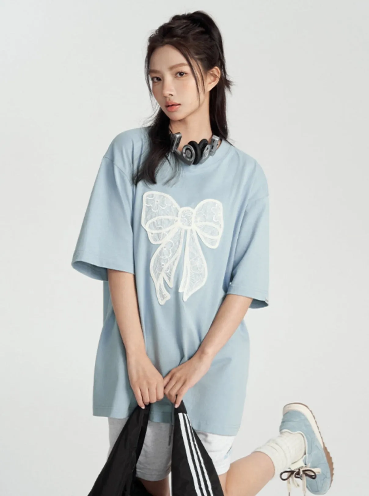 Bow-Adorned Relaxed Fit Tee