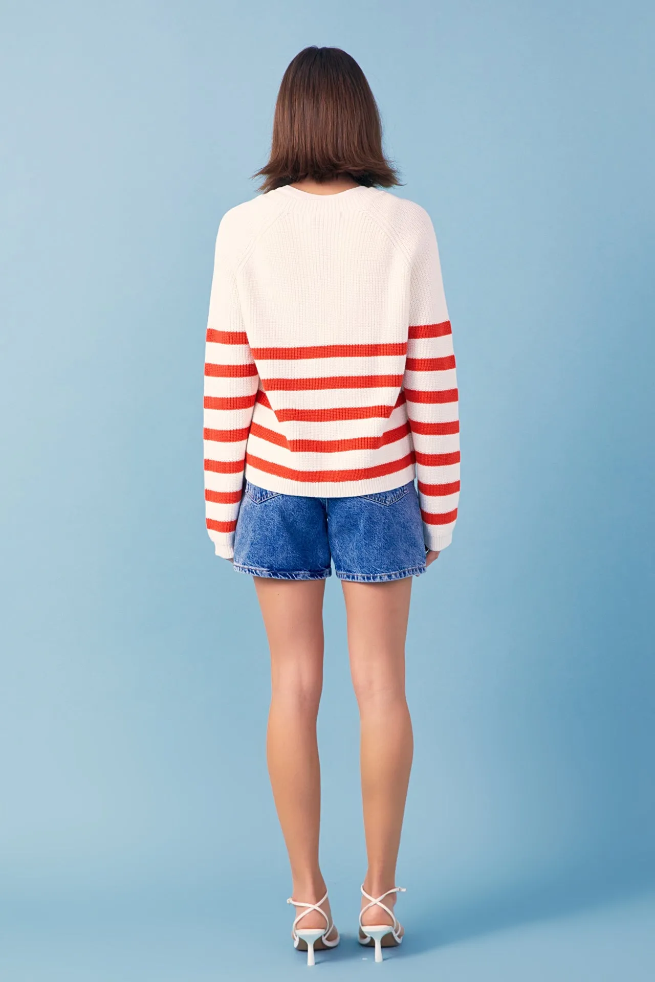 Breton Striped Cardigan with Shell Embroidery