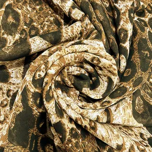 Brown & Black Abstract Printed Georgette Fabric (Wholesale)