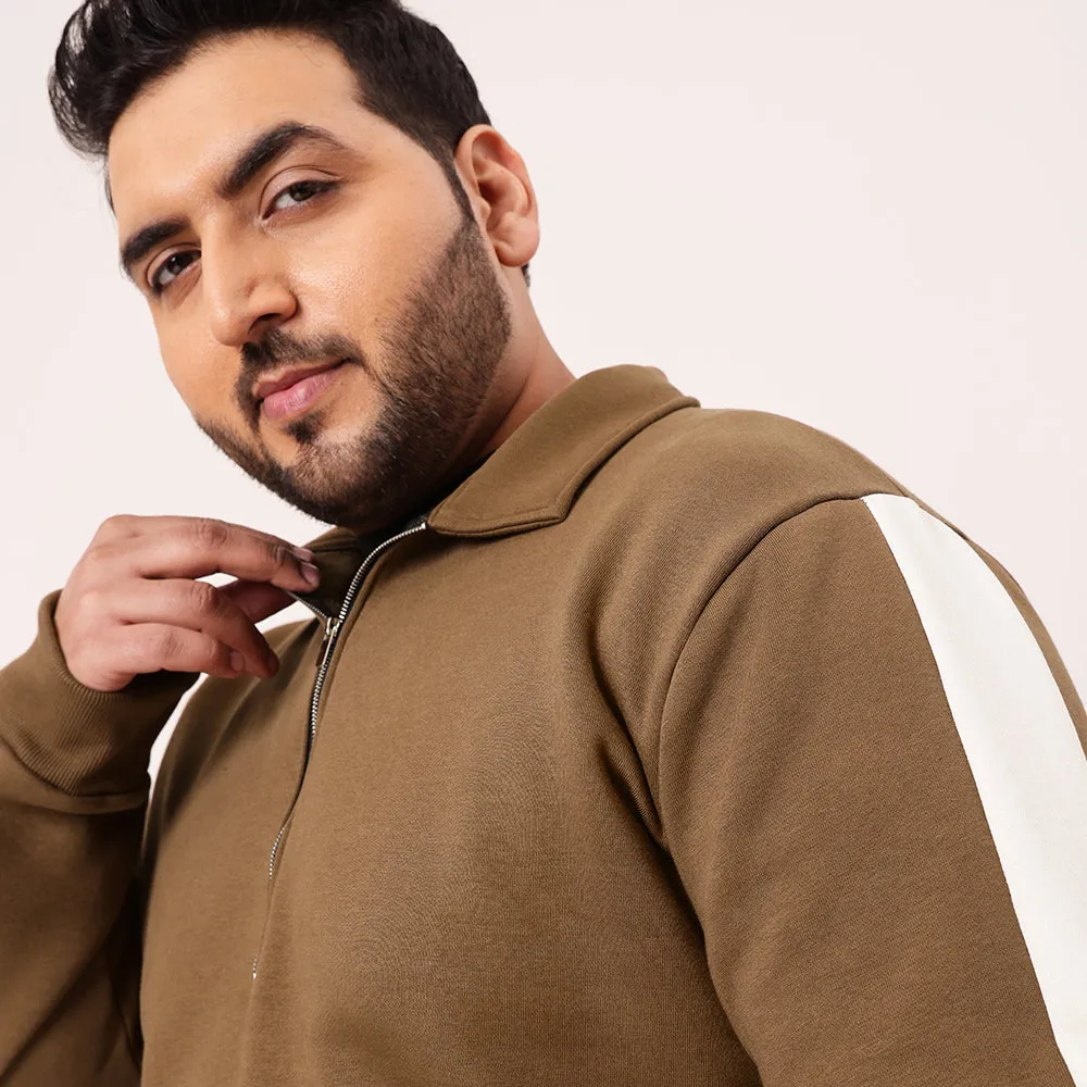 Brown Offwhite Zip Sweatshirt