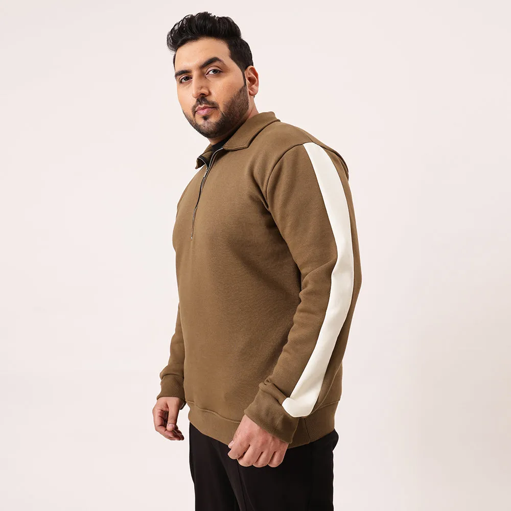 Brown Offwhite Zip Sweatshirt