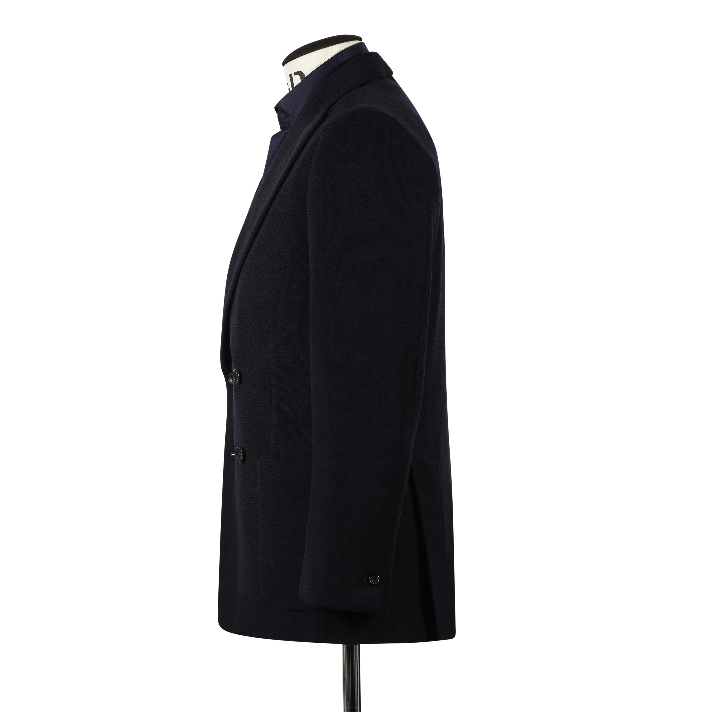 Cardigan Peak Lapel Jacket in Navy Jersey