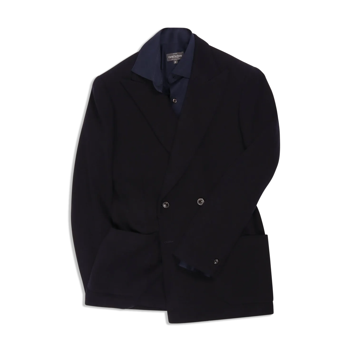 Cardigan Peak Lapel Jacket in Navy Jersey