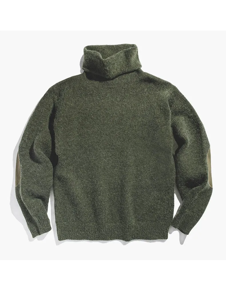 Cashmere Mohair Retro Knitted High Neck Men's Sweater