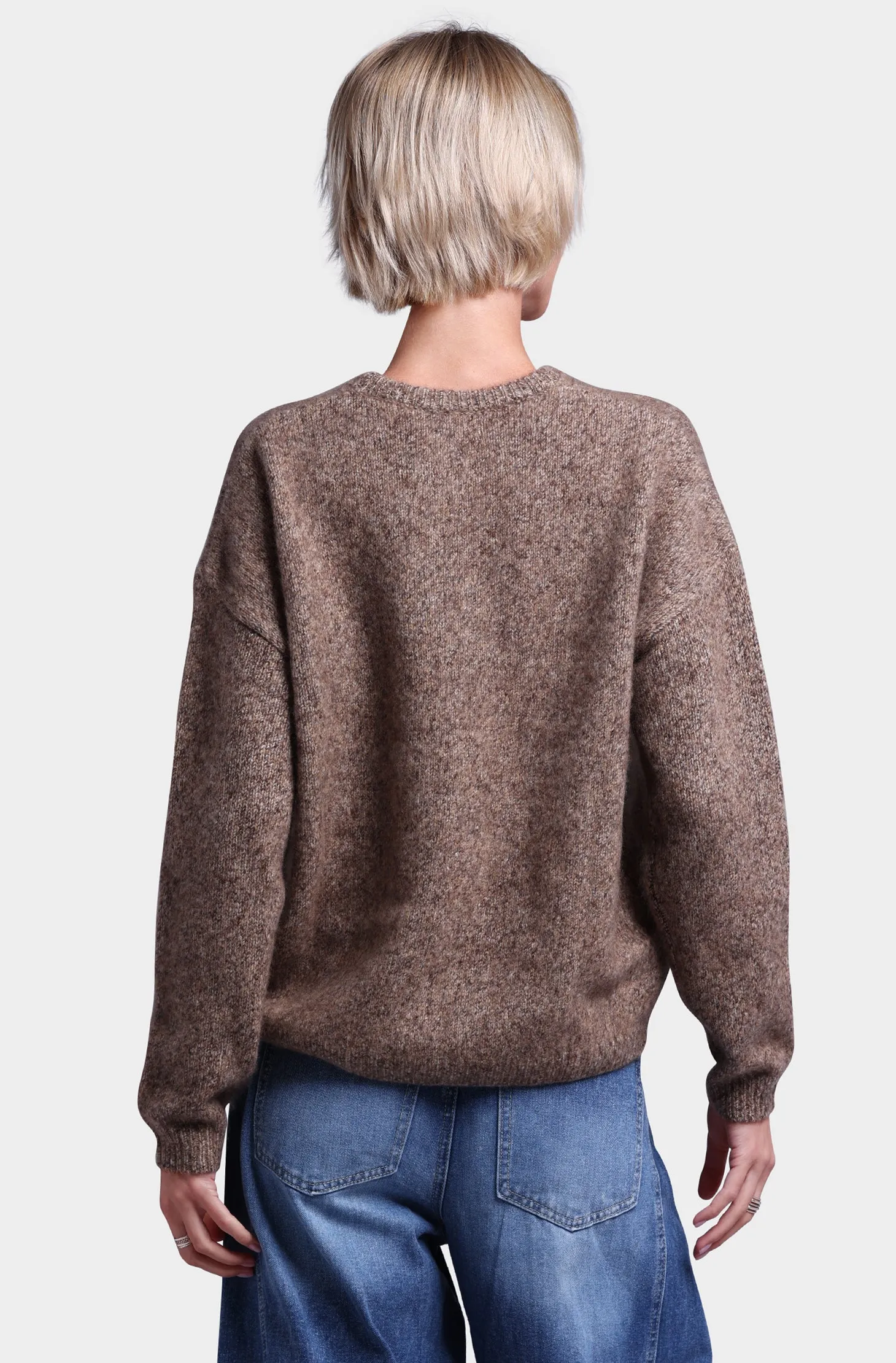 Cashmere Silk Marled Boxy Crew Neck Sweater