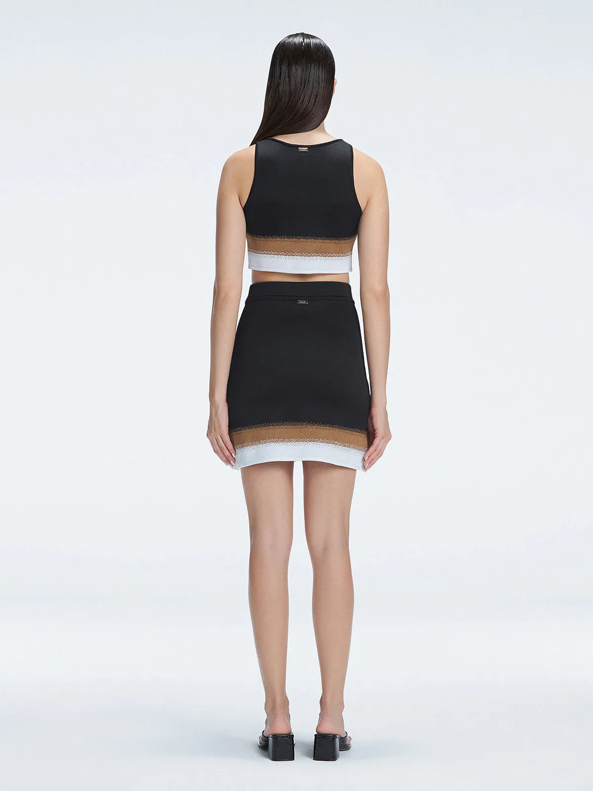 Cecilia Black Degraded Crop Top and Lydia Skirt Set