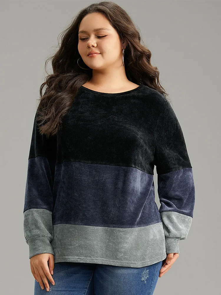 Colorblock Patchwork Crew Neck Sweatshirt