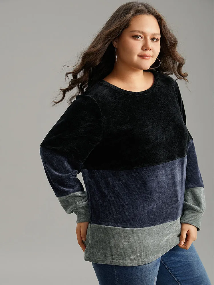 Colorblock Patchwork Crew Neck Sweatshirt