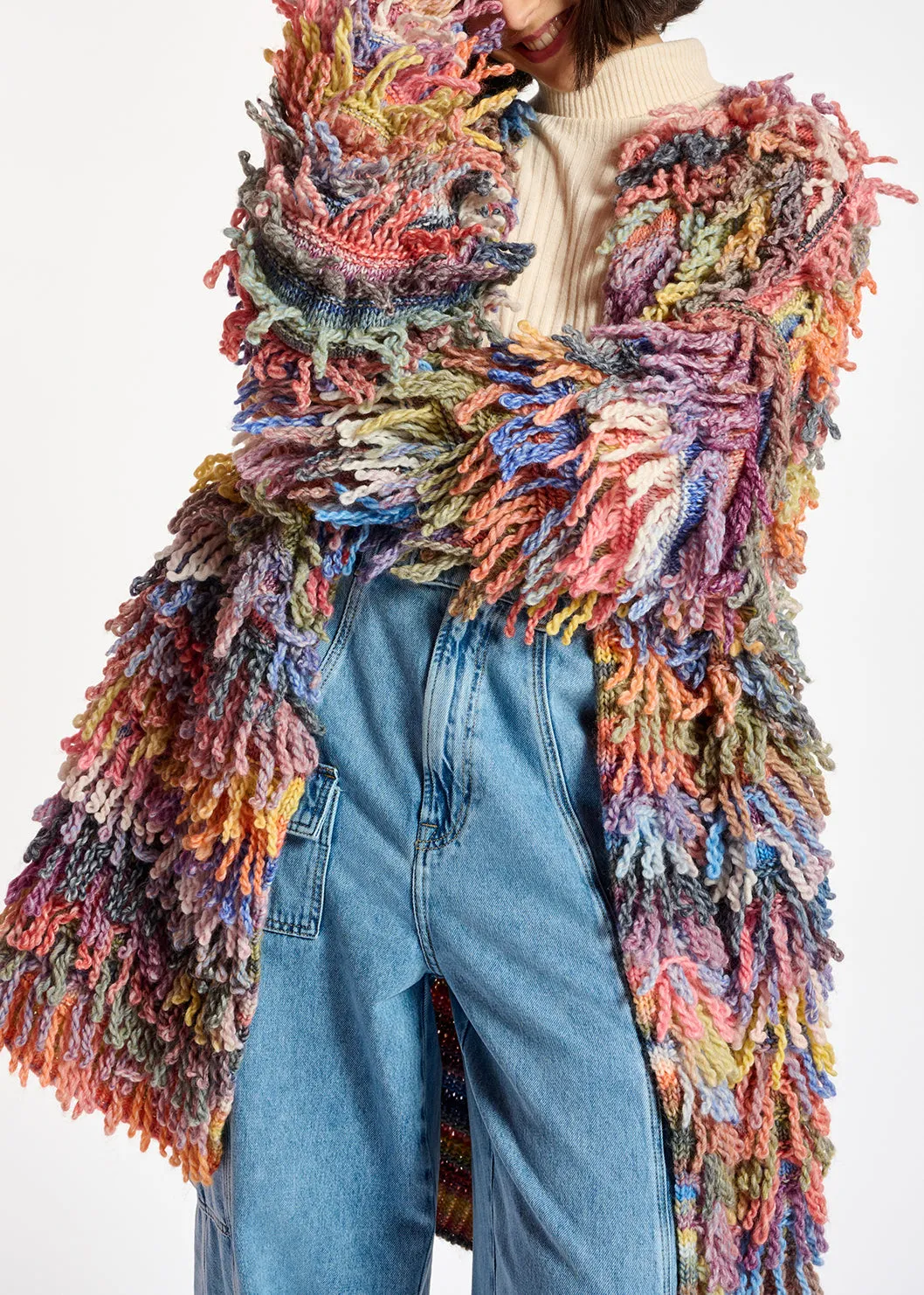 Colorful oversized loop stitch knitwear