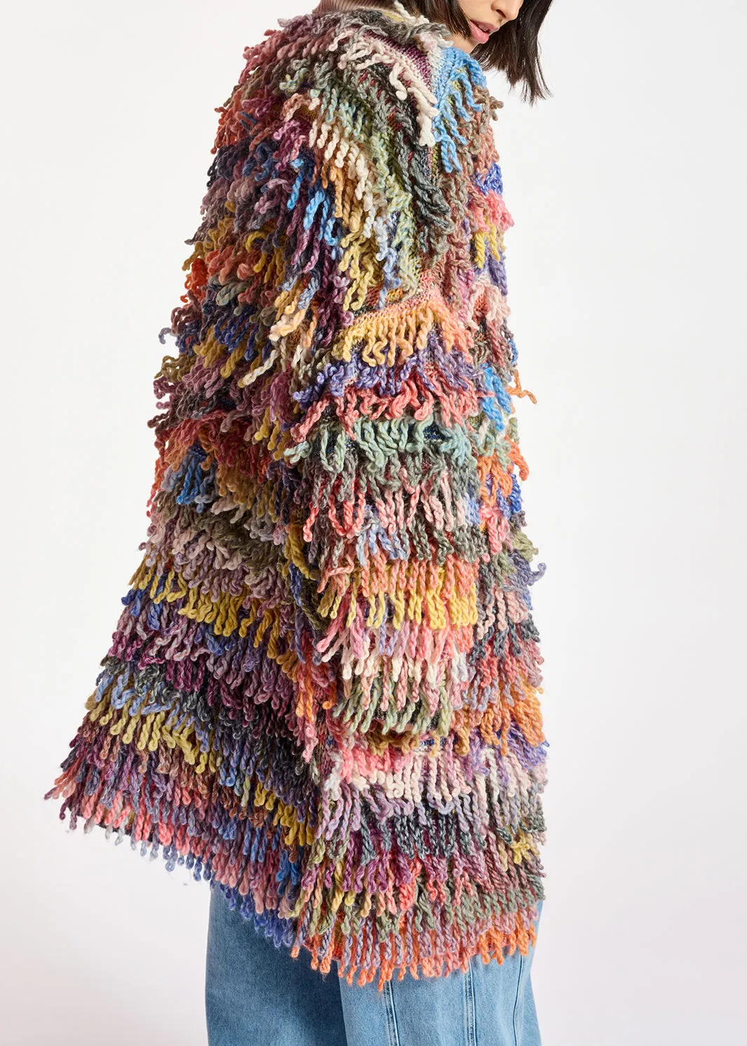 Colorful oversized loop stitch knitwear