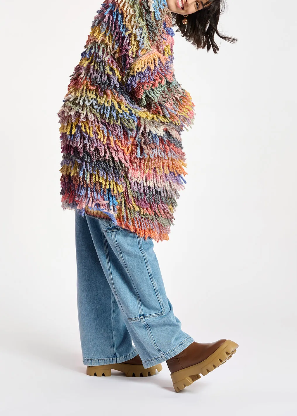 Colorful oversized loop stitch knitwear