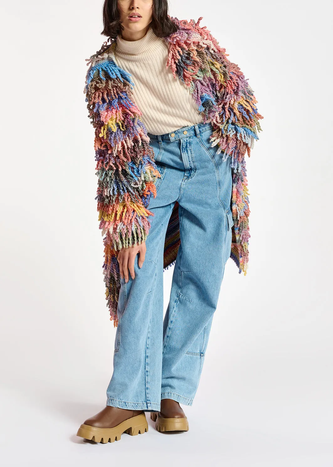 Colorful oversized loop stitch knitwear