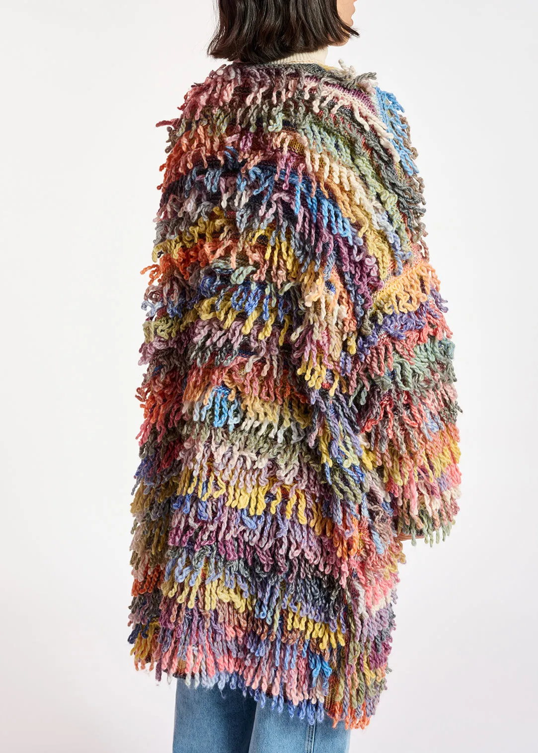 Colorful oversized loop stitch knitwear