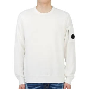 Cp Company Cotton Crepe Lens Knitted Sweatshirt in White