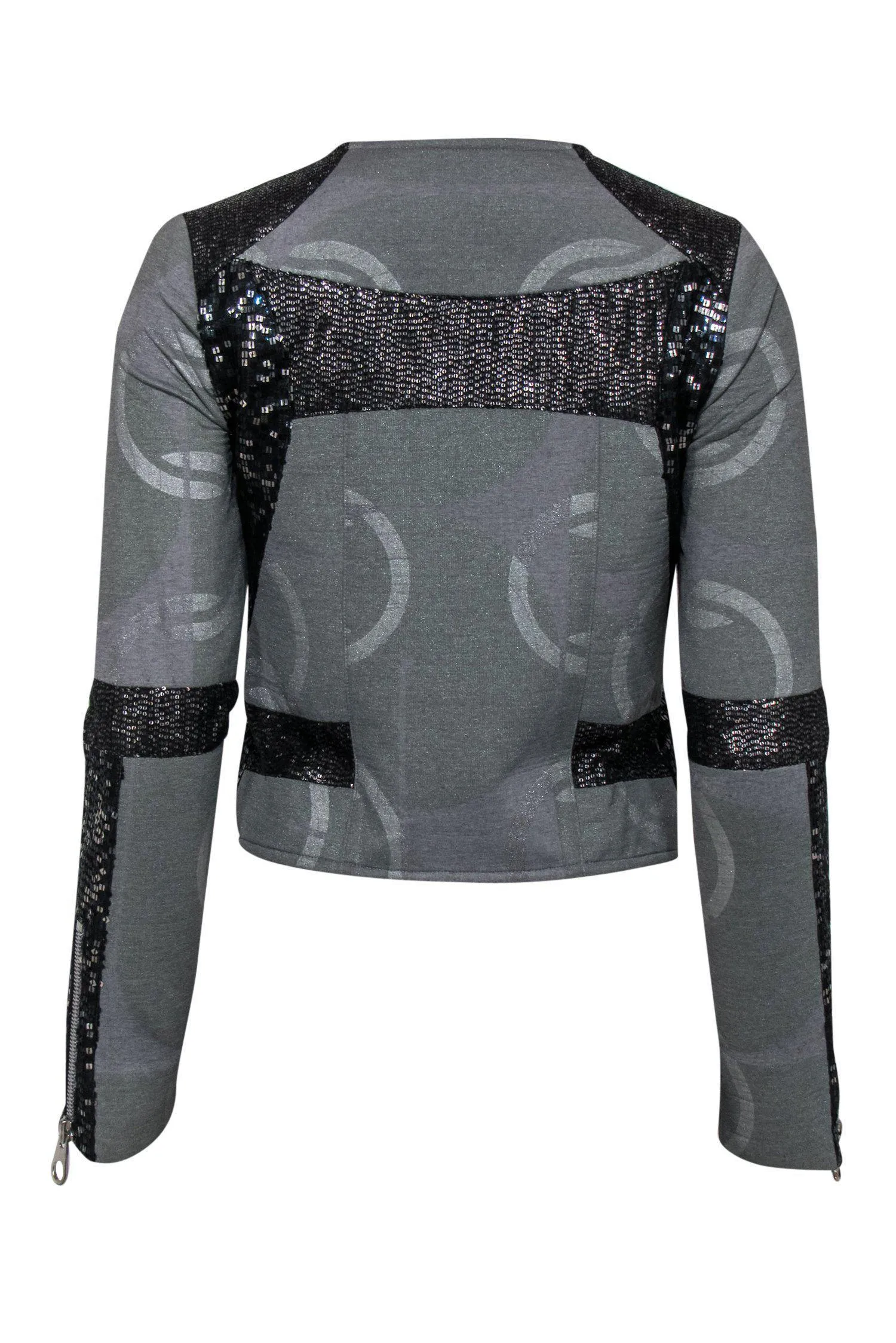 Custo Barcelona - Grey & Black Sequined Zip-Up Jacket Sz S