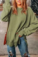 Customizable Drop Shoulder Ribbed Trim Oversized Sweatshirt