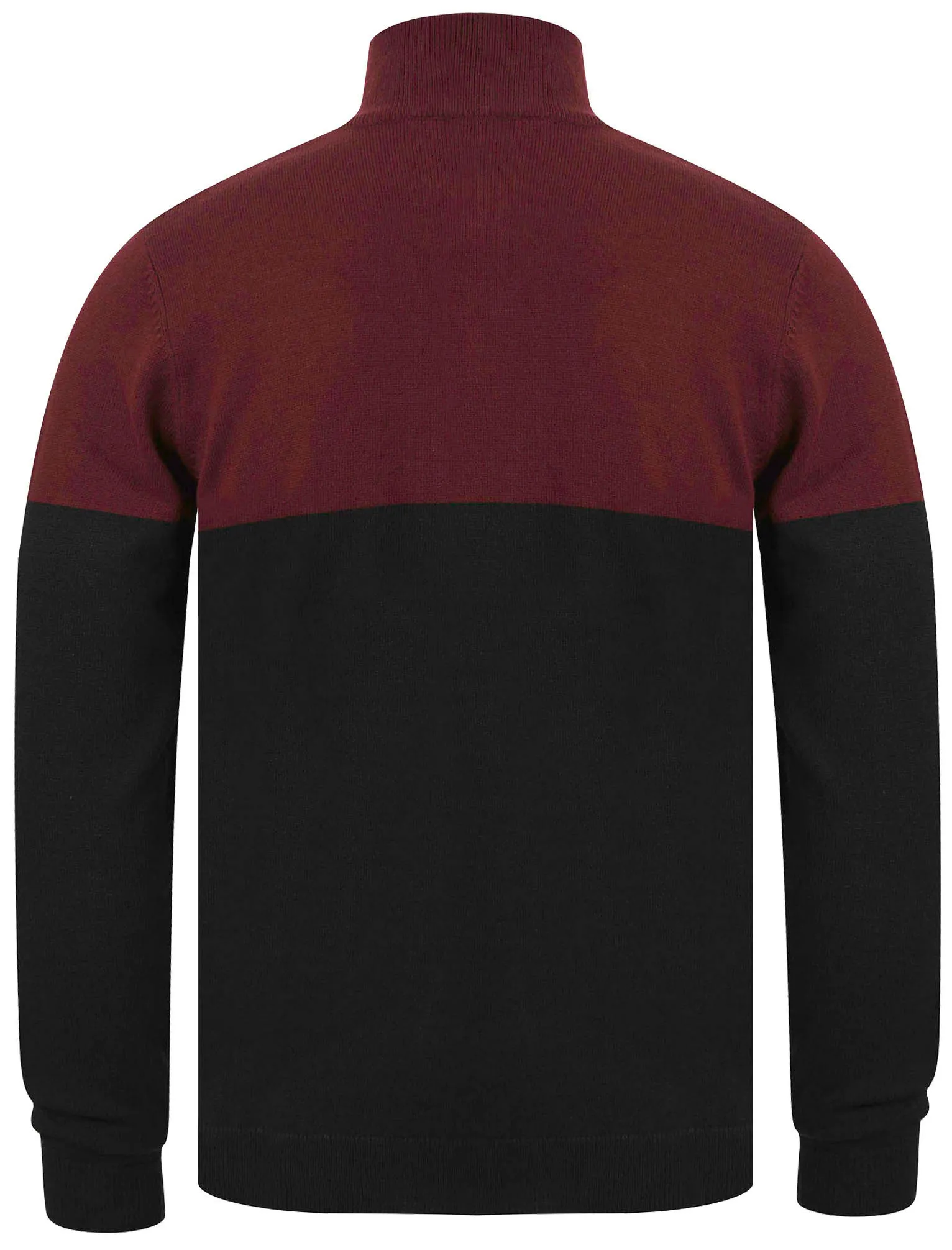 Debmar Half Zip Colour Block Knitted Jumper In Claret - Kensington Eastside