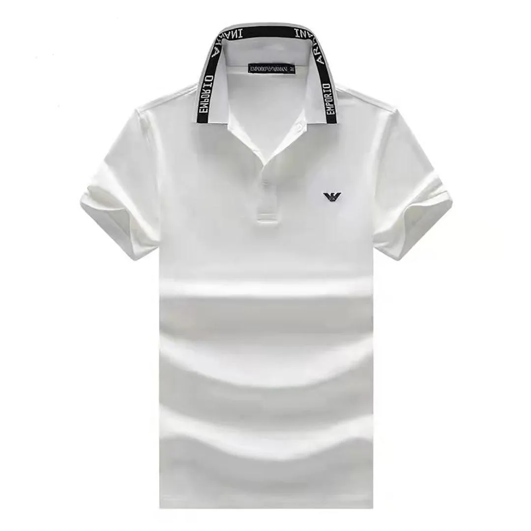 EA7 Colour-Blocked Collar Relaxed Fit Polo-White