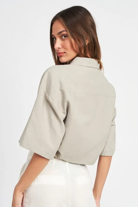 EMORY PARK Wide Sleeve Cropped Shirt