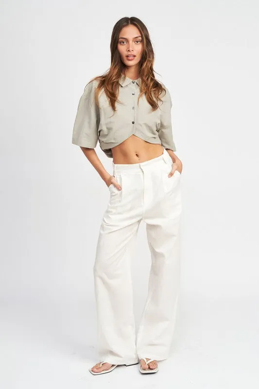 EMORY PARK Wide Sleeve Cropped Shirt