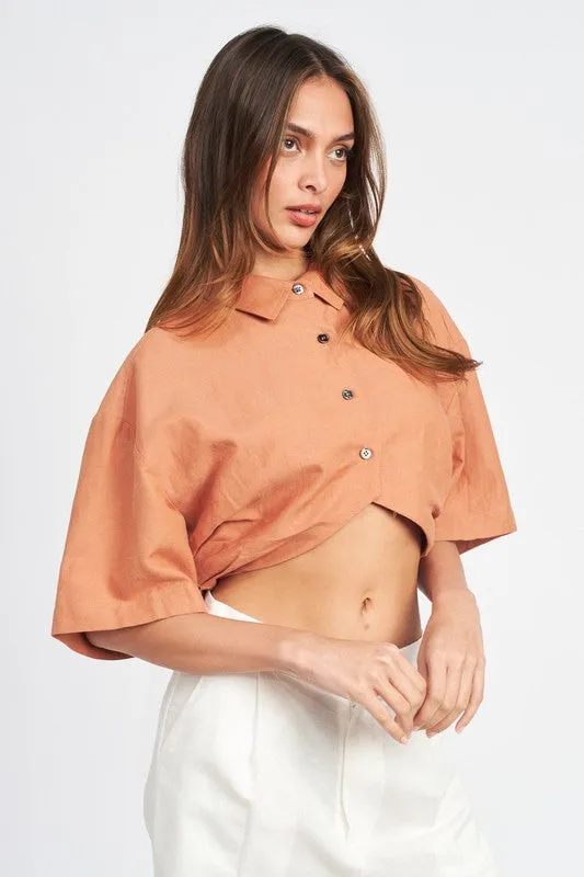 EMORY PARK Wide Sleeve Cropped Shirt