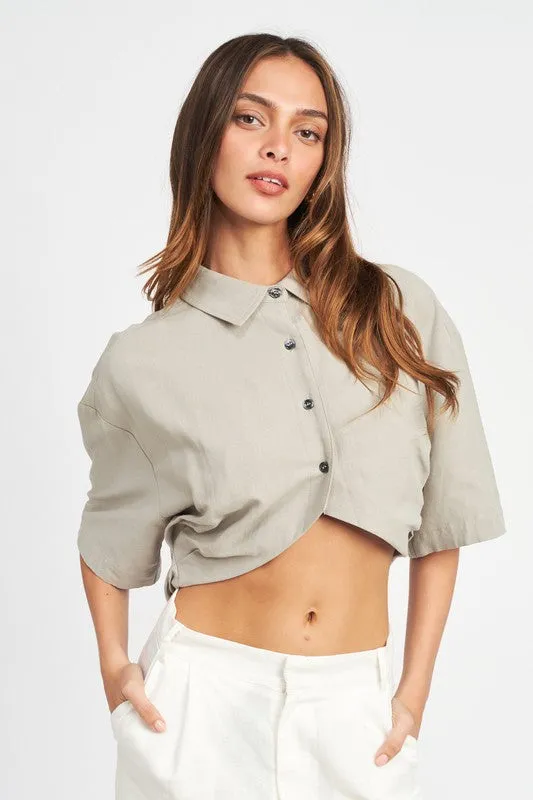 EMORY PARK Wide Sleeve Cropped Shirt