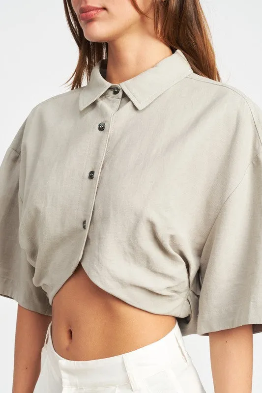 EMORY PARK Wide Sleeve Cropped Shirt