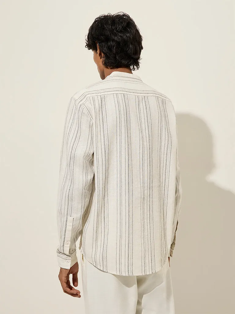 ETA Off-White Textured Stripe Relaxed-Fit Cotton Shirt