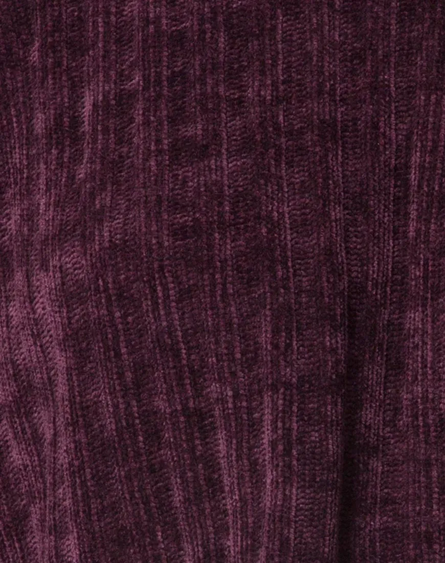 Evie Cropped Sweatshirt in Chenille Plum