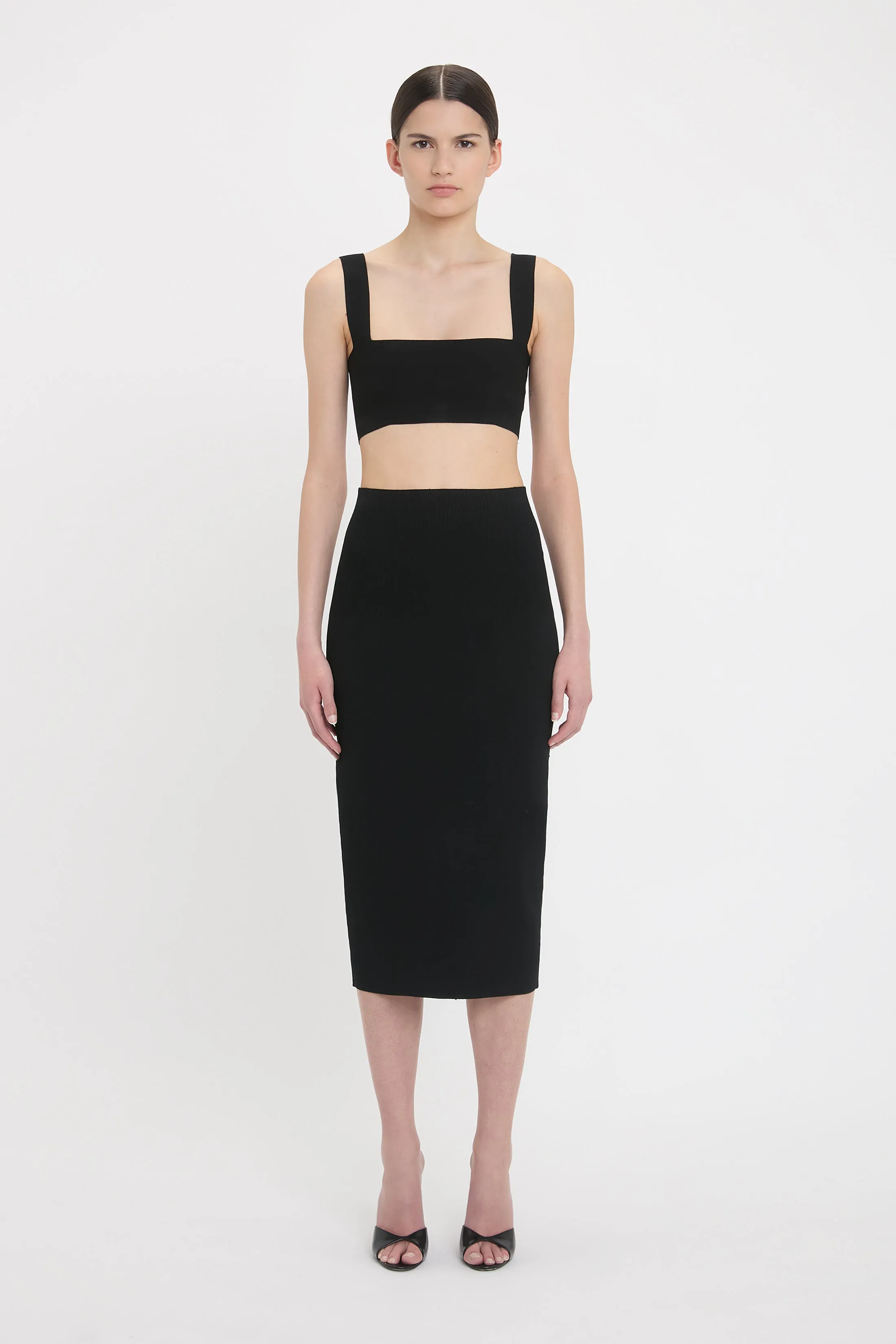 Fitted Midi Skirt In Black