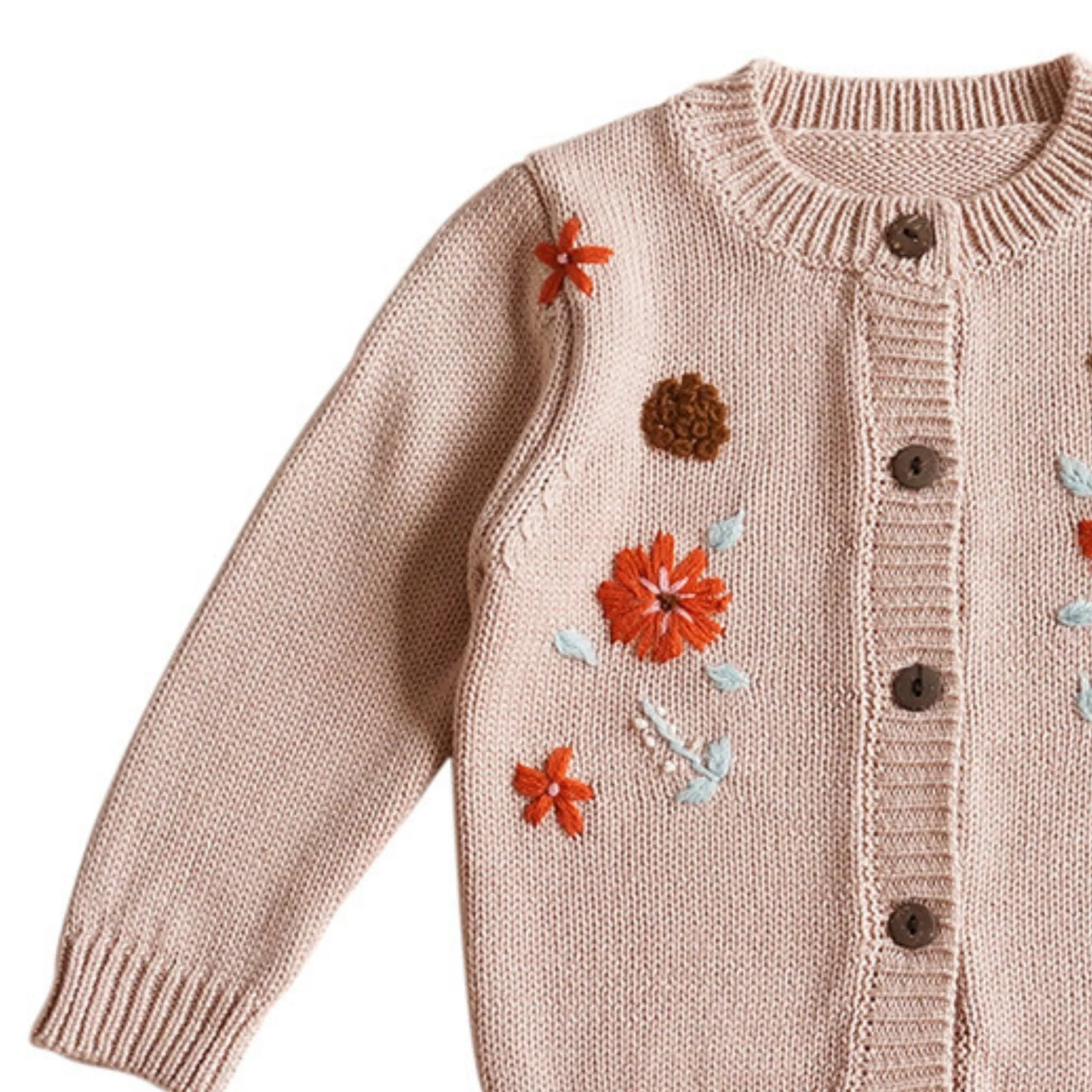 Floral Embroidered Knit Cardigan