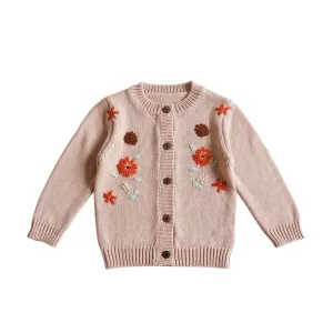 Floral Embroidered Knit Cardigan