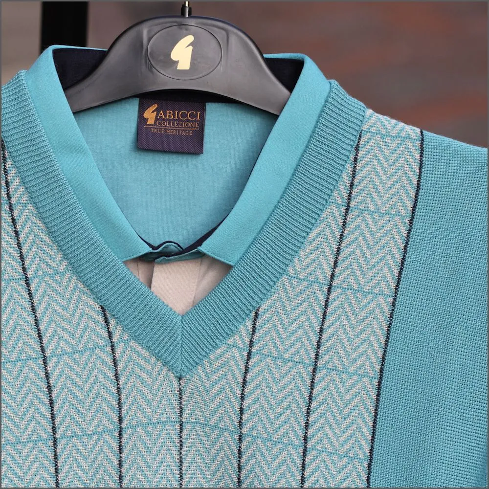 Gabicci M08 Duck Egg Pattern V Neck^