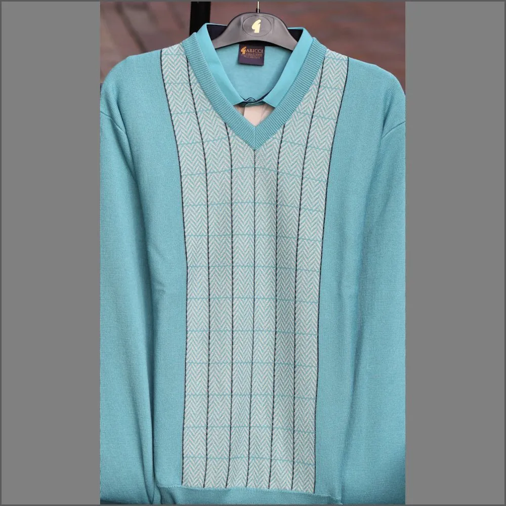 Gabicci M08 Duck Egg Pattern V Neck^