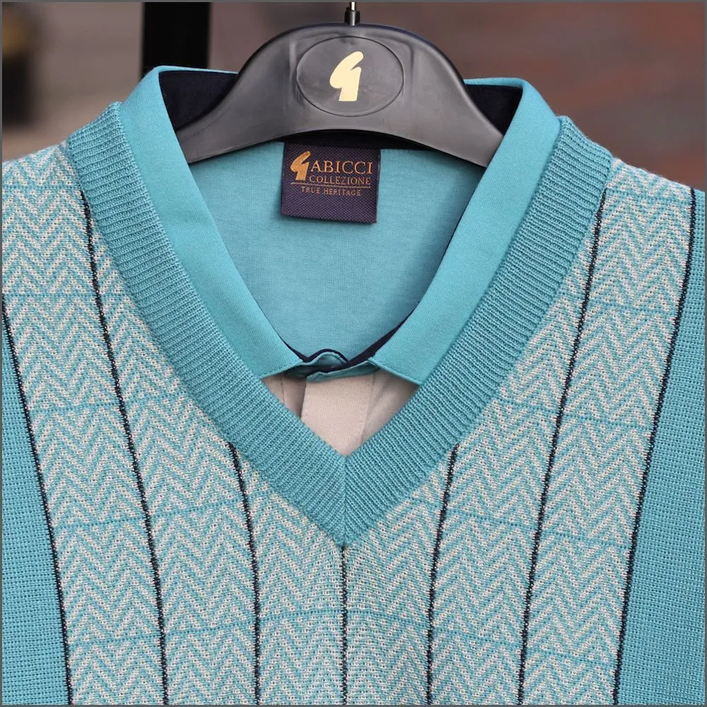 Gabicci M08 Duck Egg Pattern V Neck^