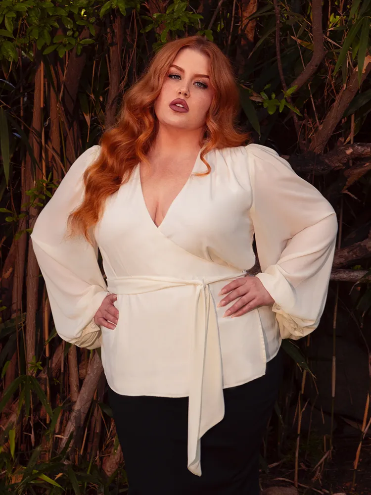 Georgette Wrap Top in Ivory