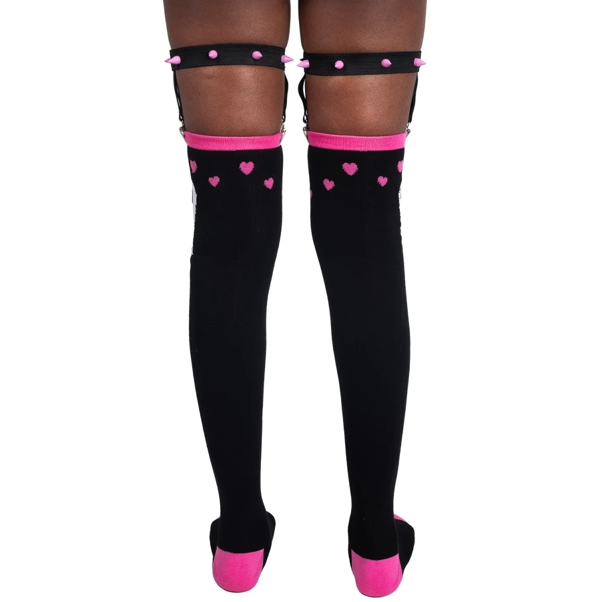 Ghost Hearts Thigh High Garter Socks