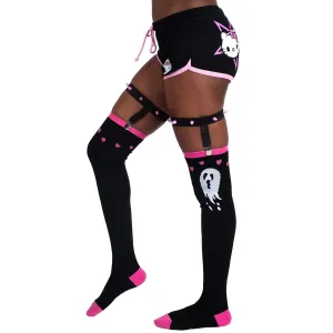 Ghost Hearts Thigh High Garter Socks