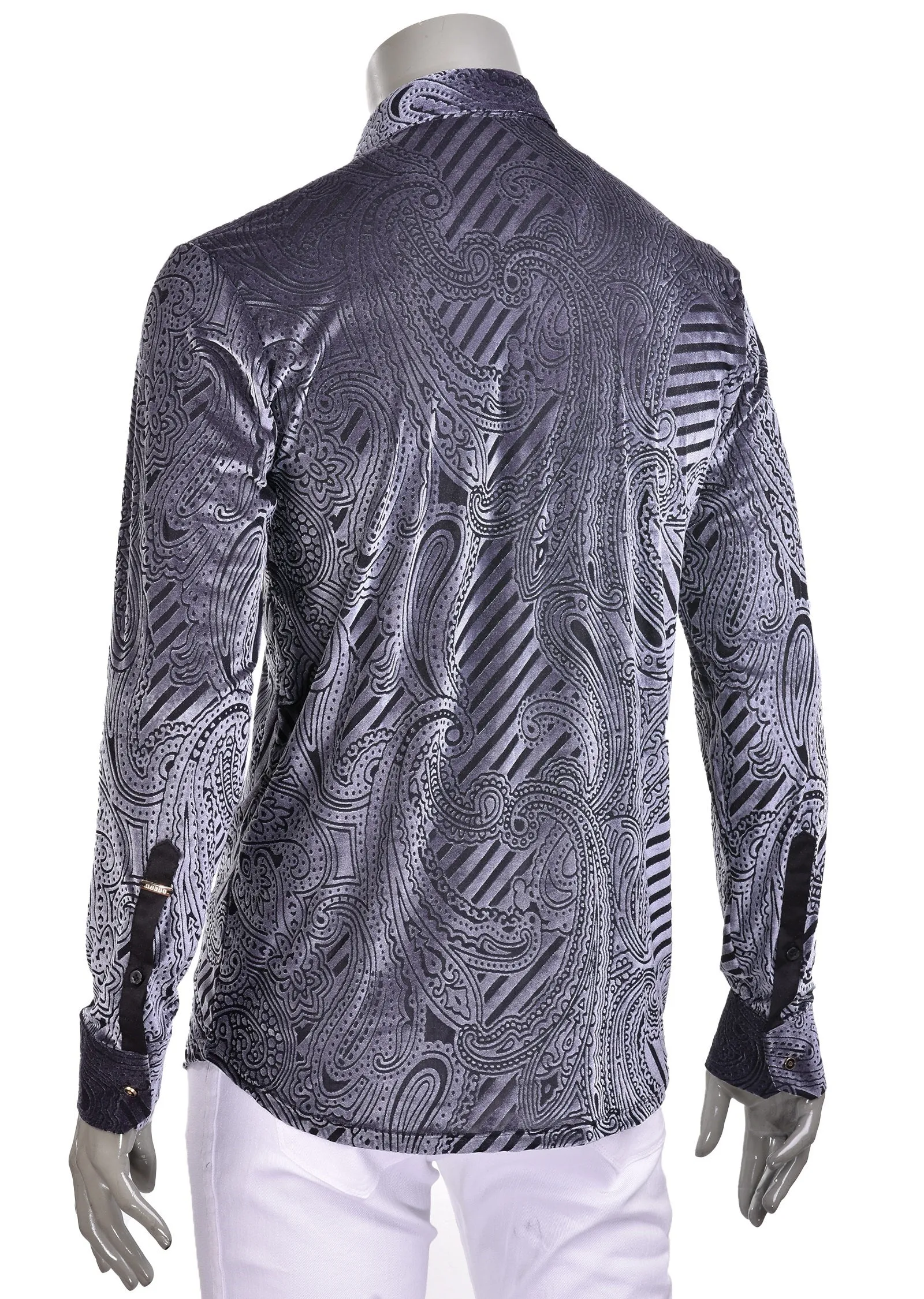 Gray Paisley Velvet Shirt